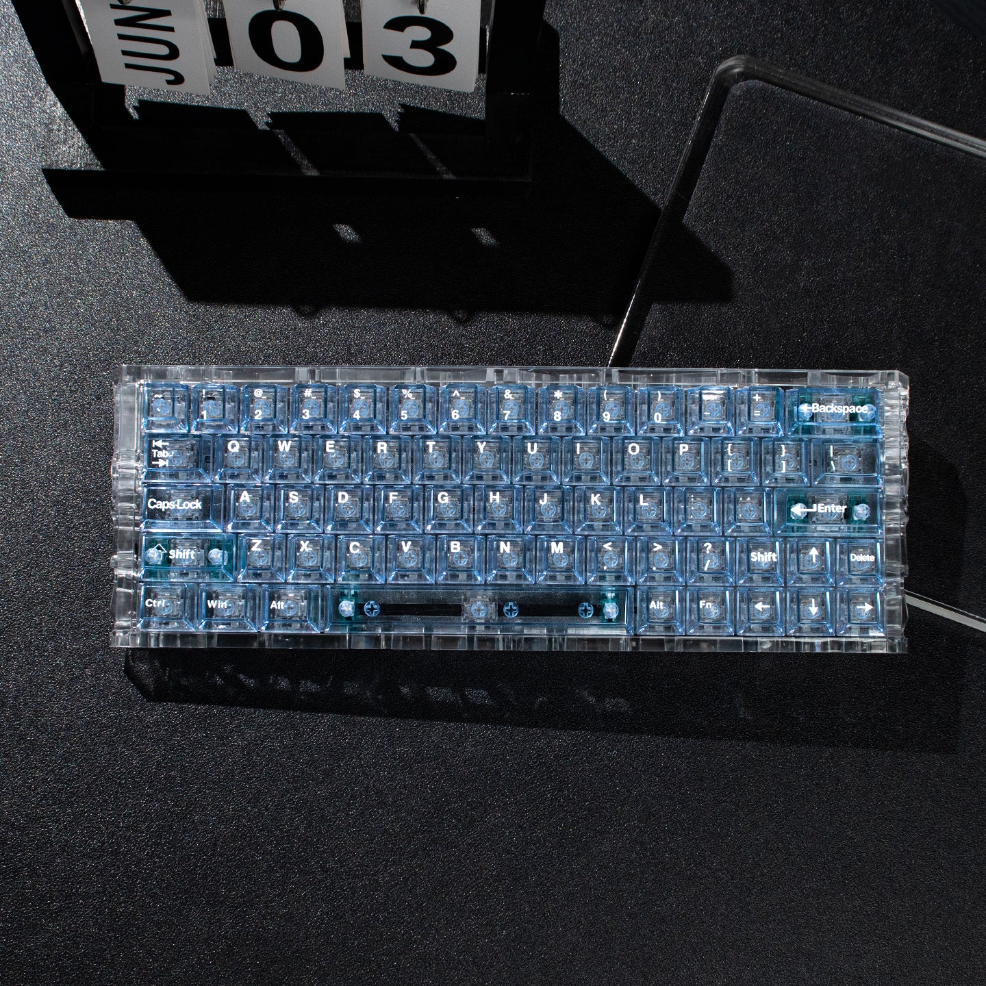 Light blue transparent keycaps