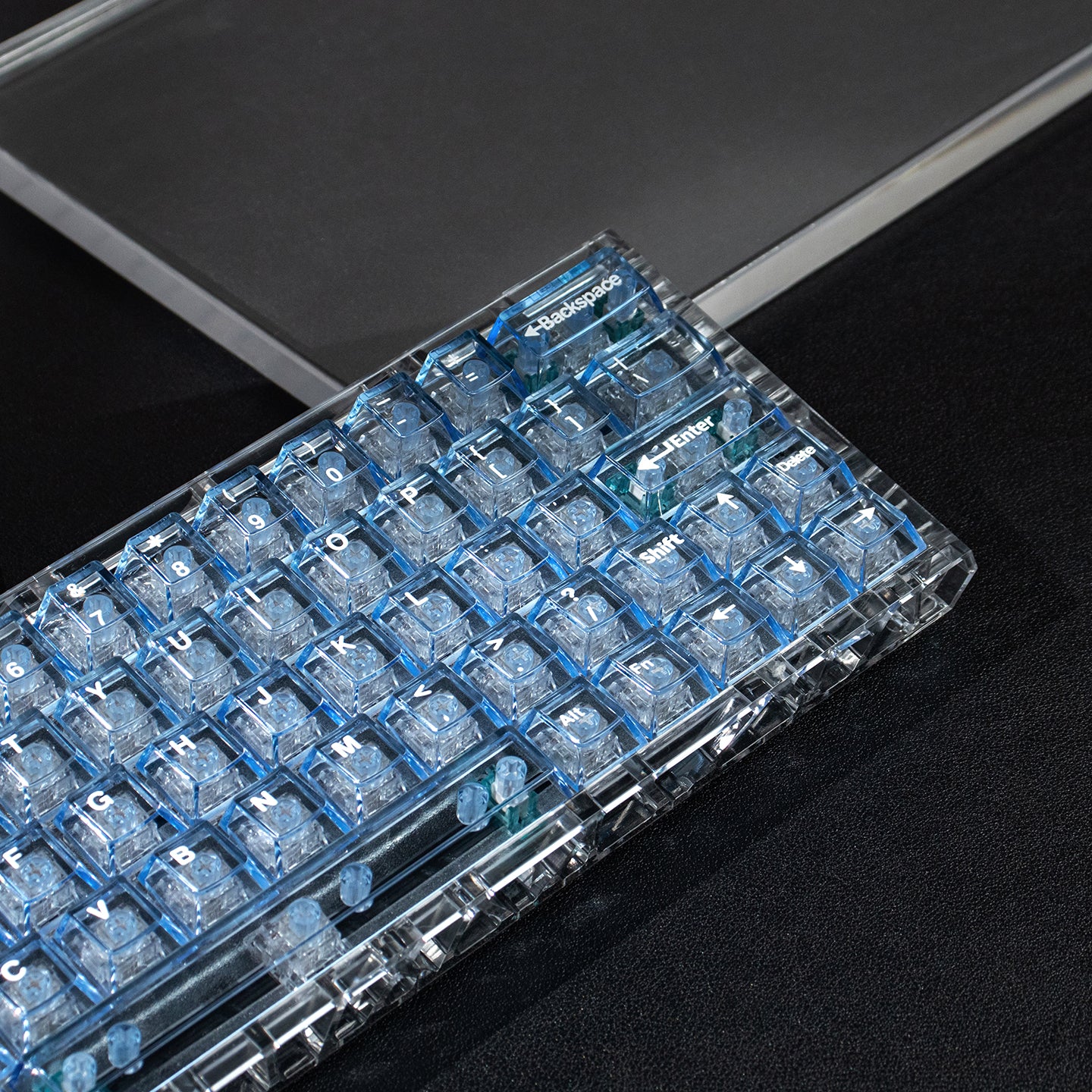 Light blue transparent keycaps