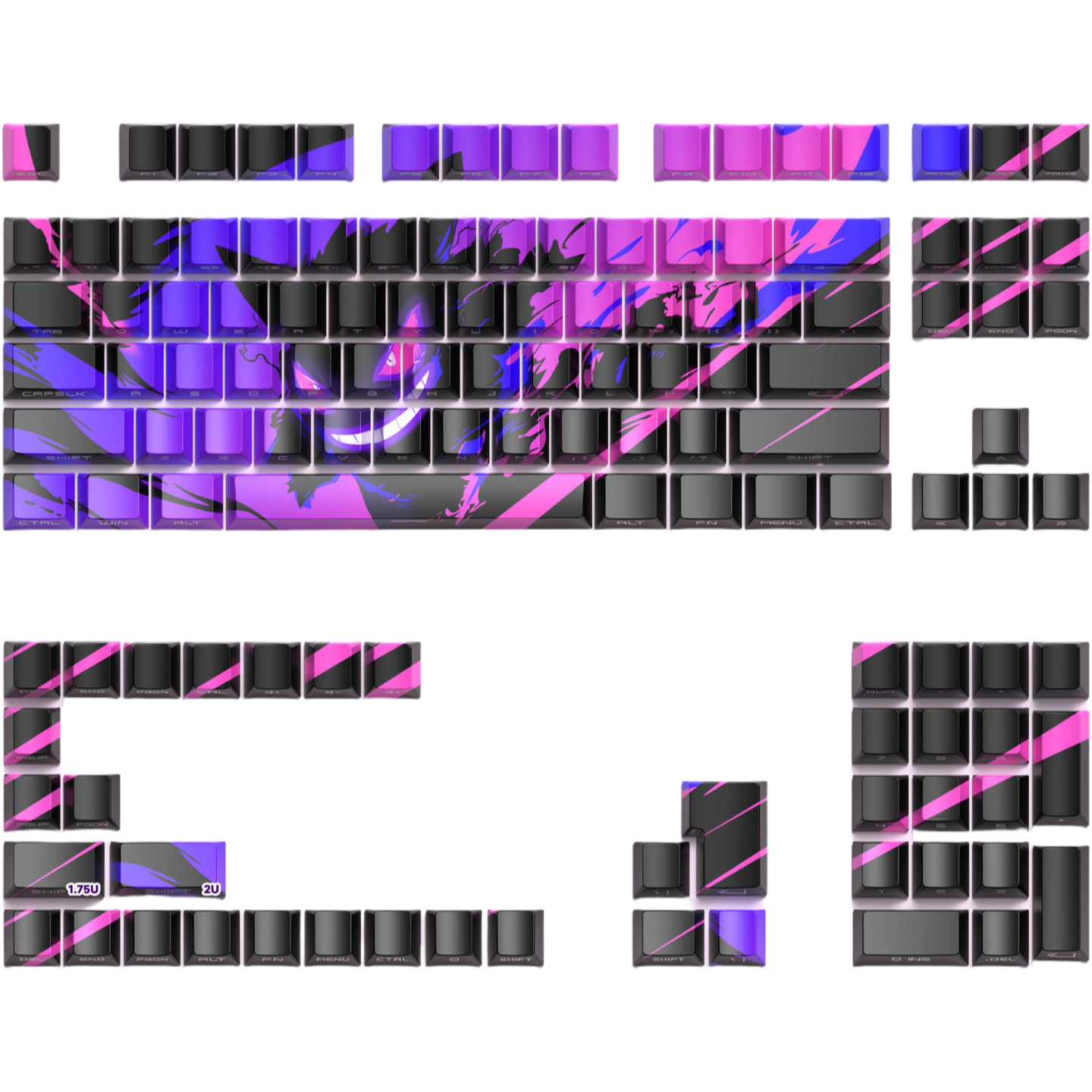 Gengar side engraved keycaps