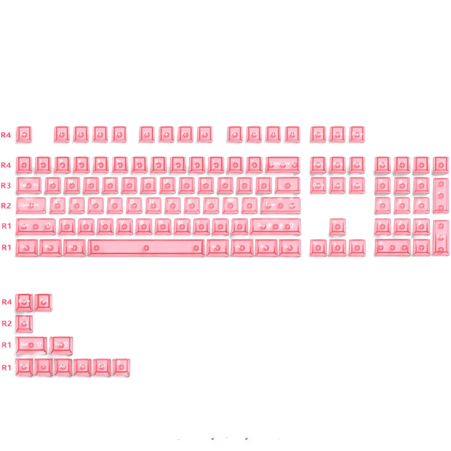 Pink transparent keycaps