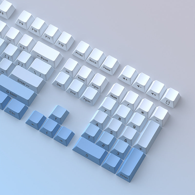 Blue and white gradient side engraved keycaps