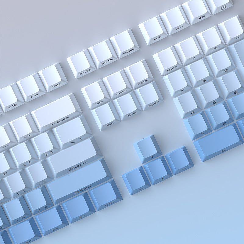 Blue and white gradient side engraved keycaps