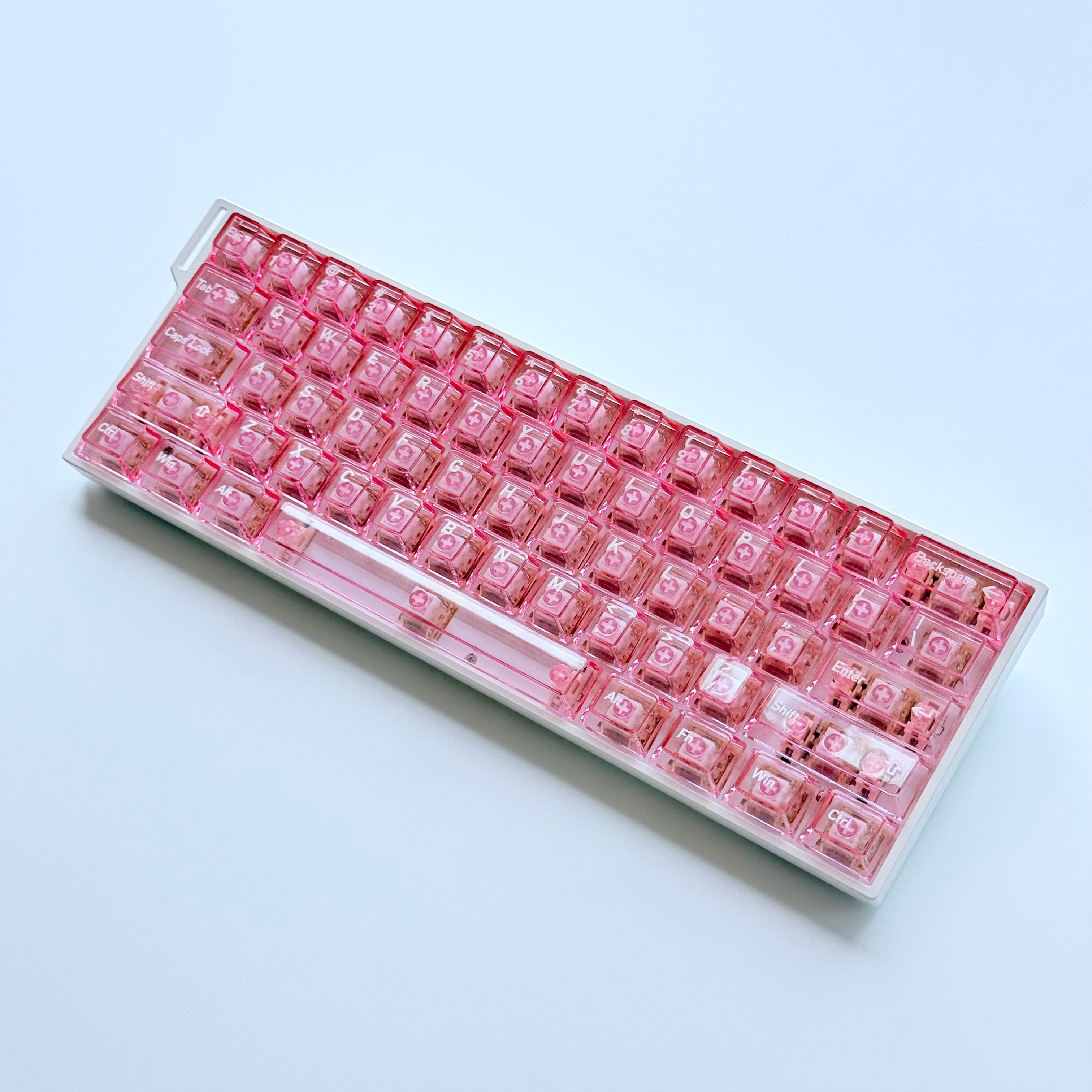 Pink transparent keycaps