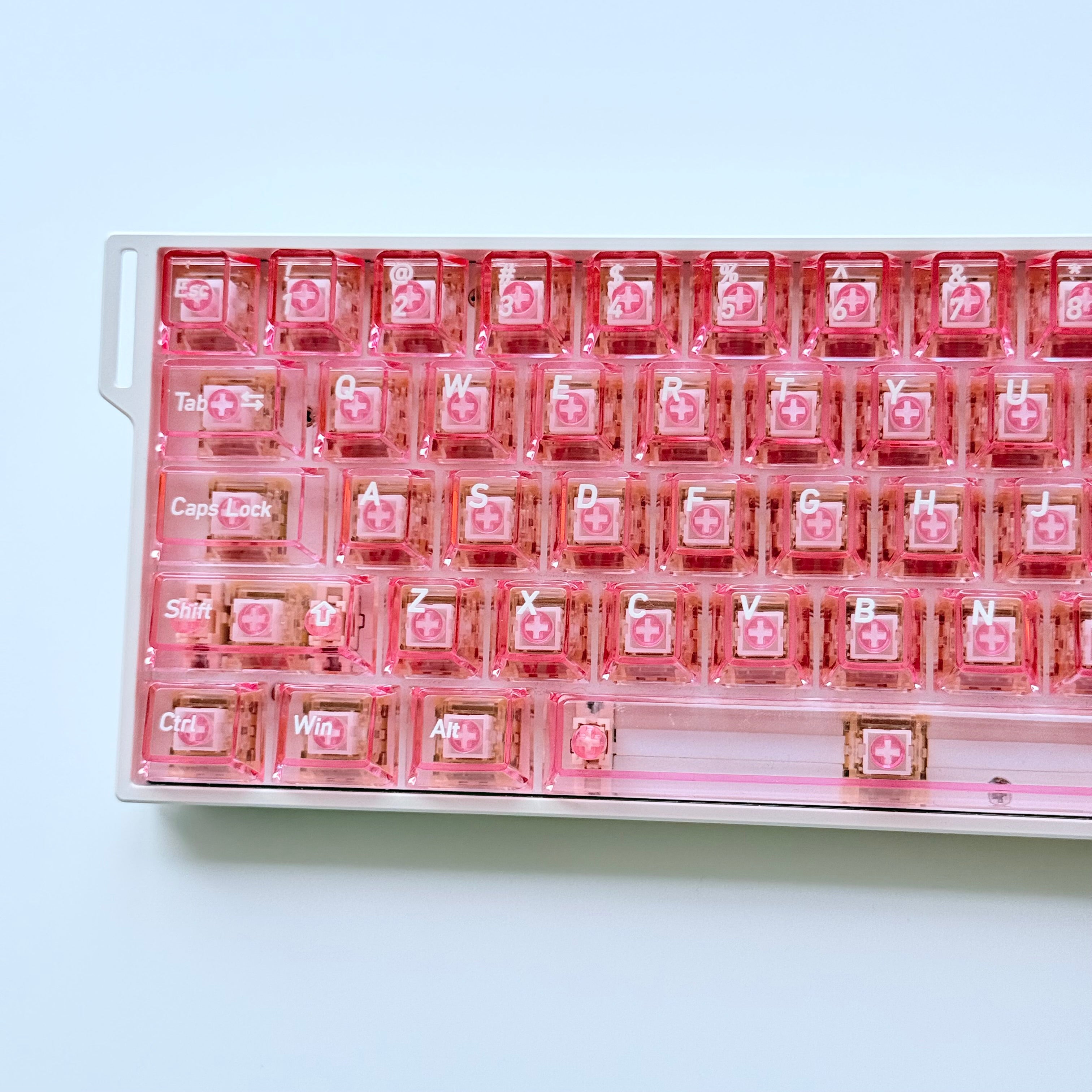 Pink transparent keycaps