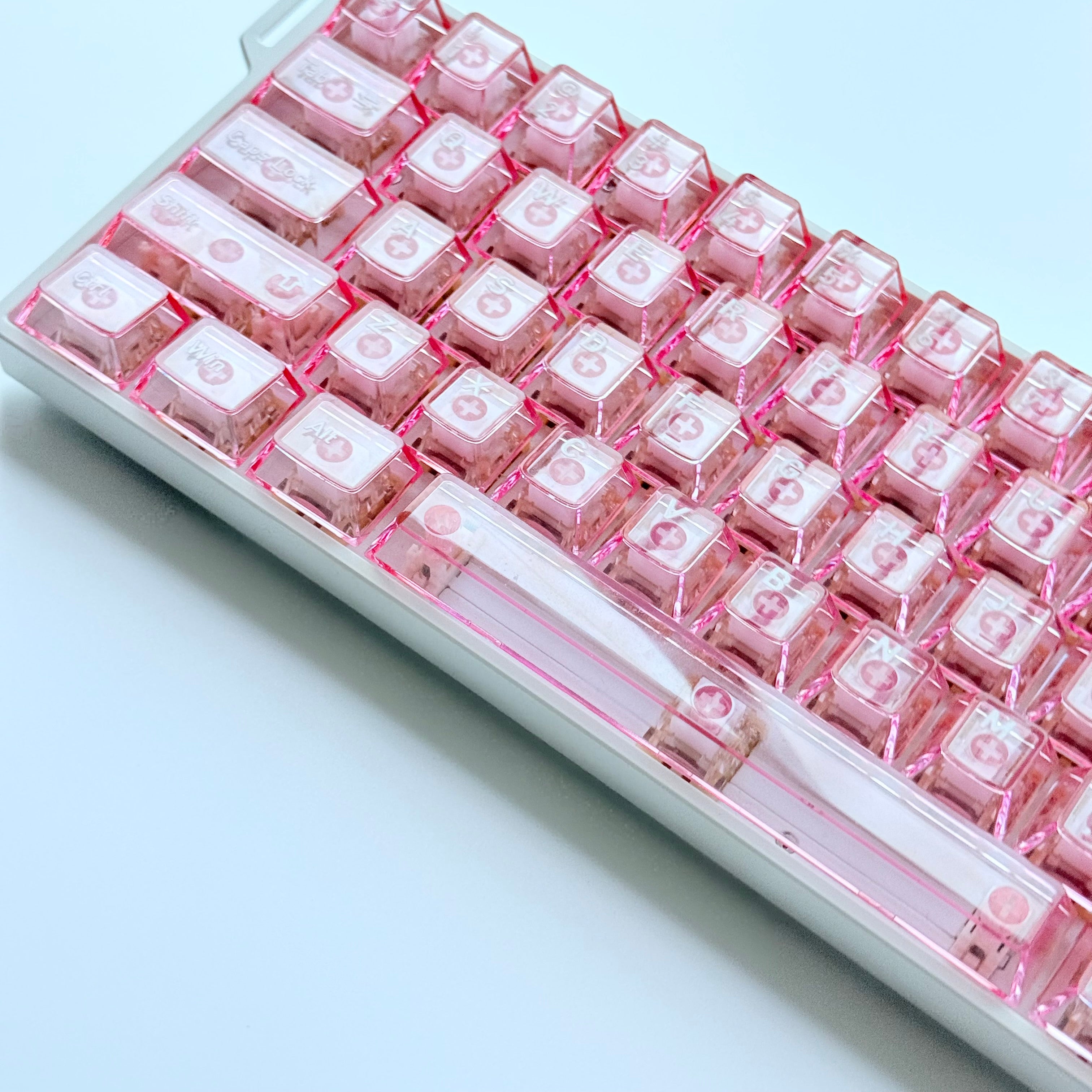 Pink transparent keycaps