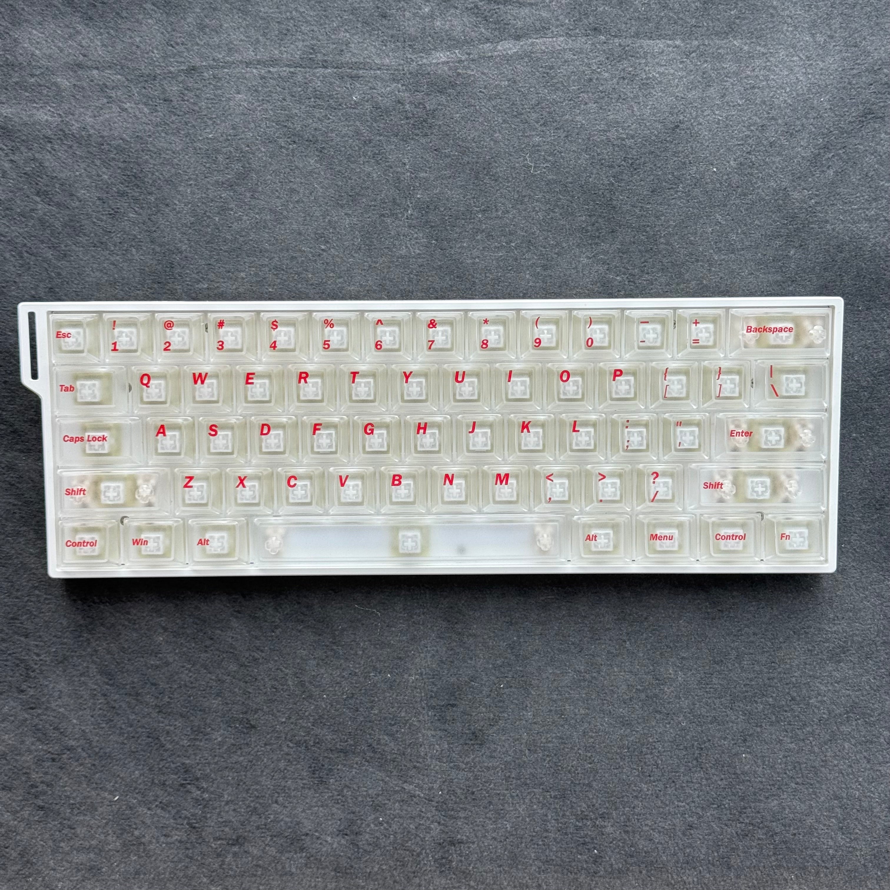 Red and white mist transparent keycaps
