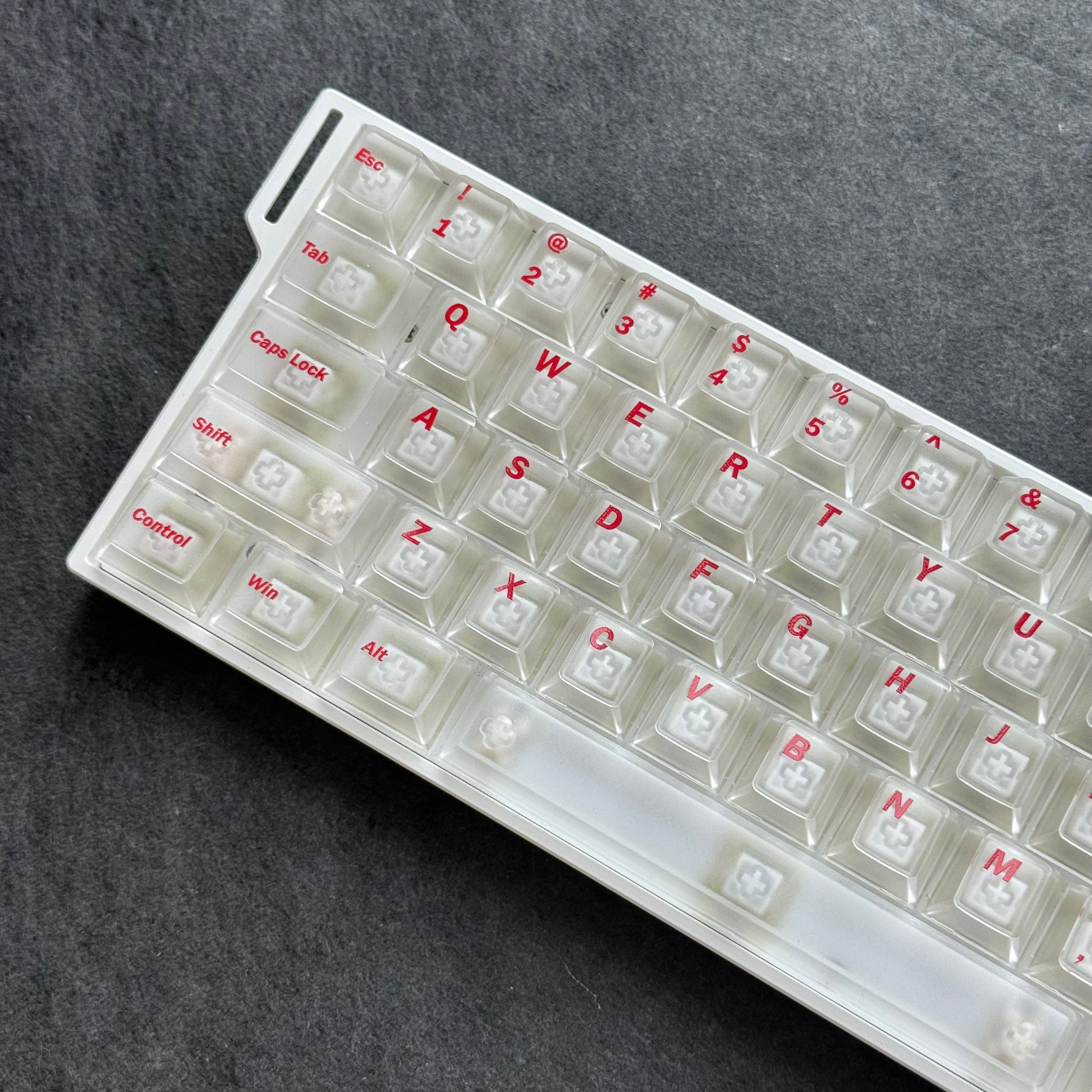 Red and white mist transparent keycaps