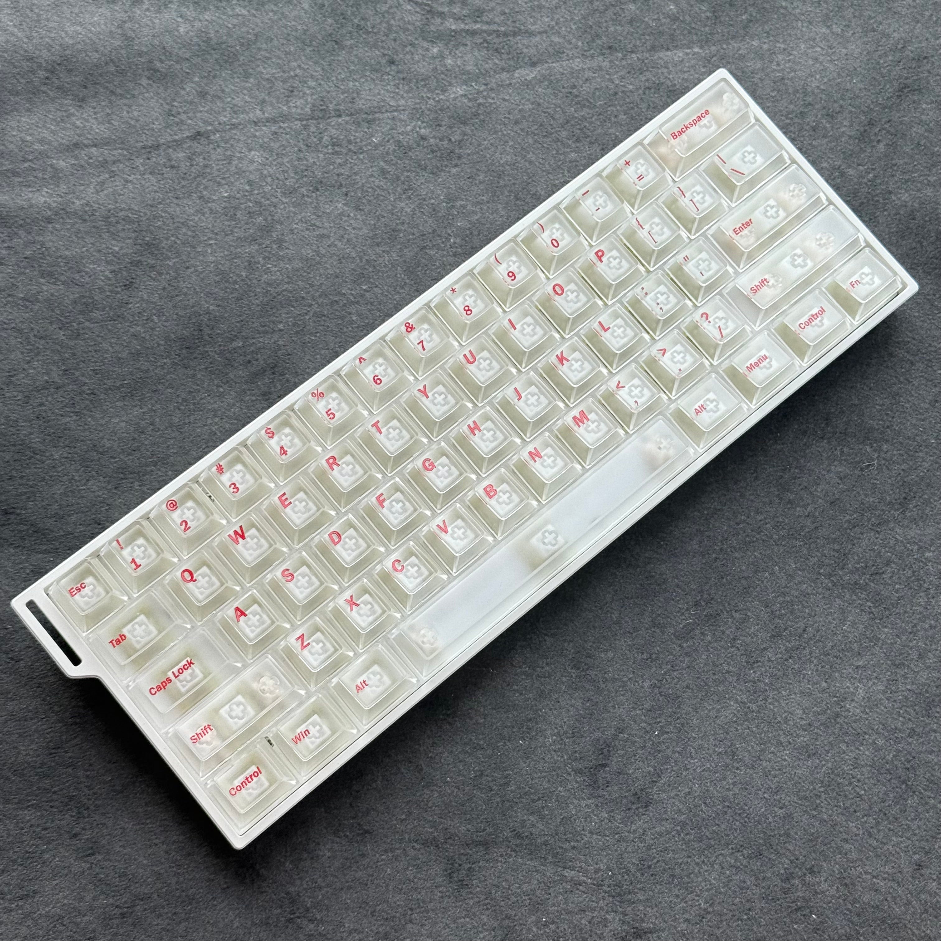 Red and white mist transparent keycaps