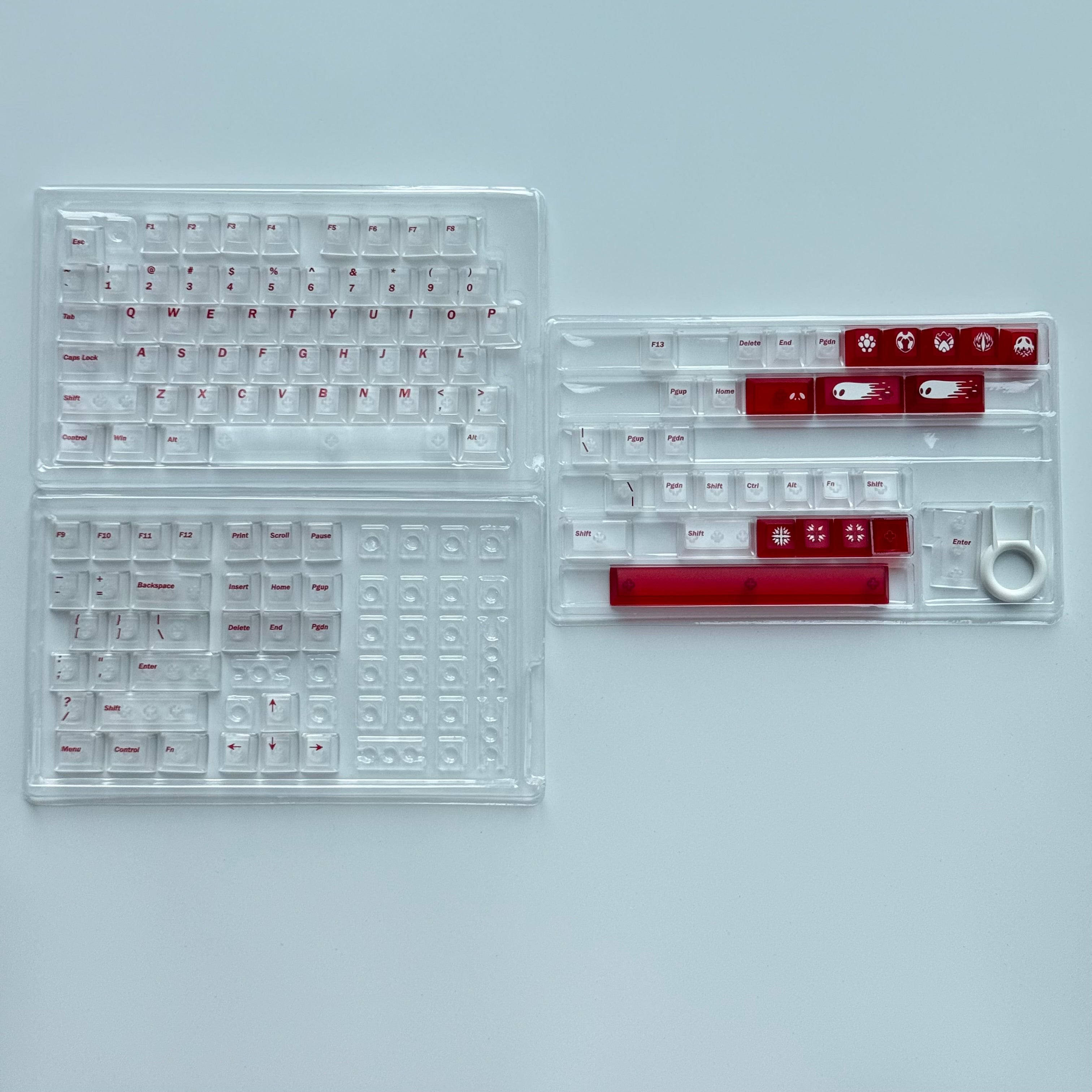Red and white mist transparent keycaps