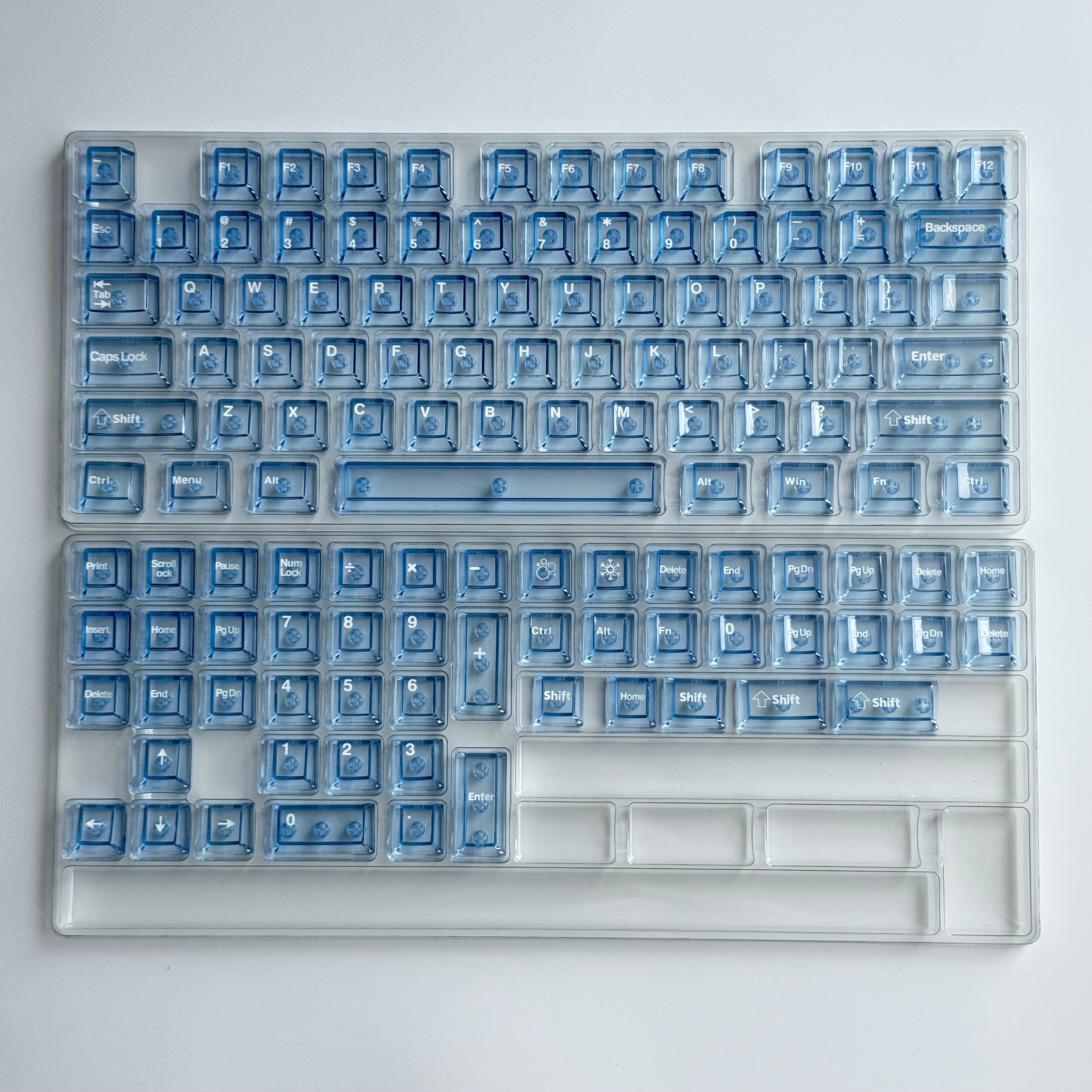 Light blue transparent keycaps