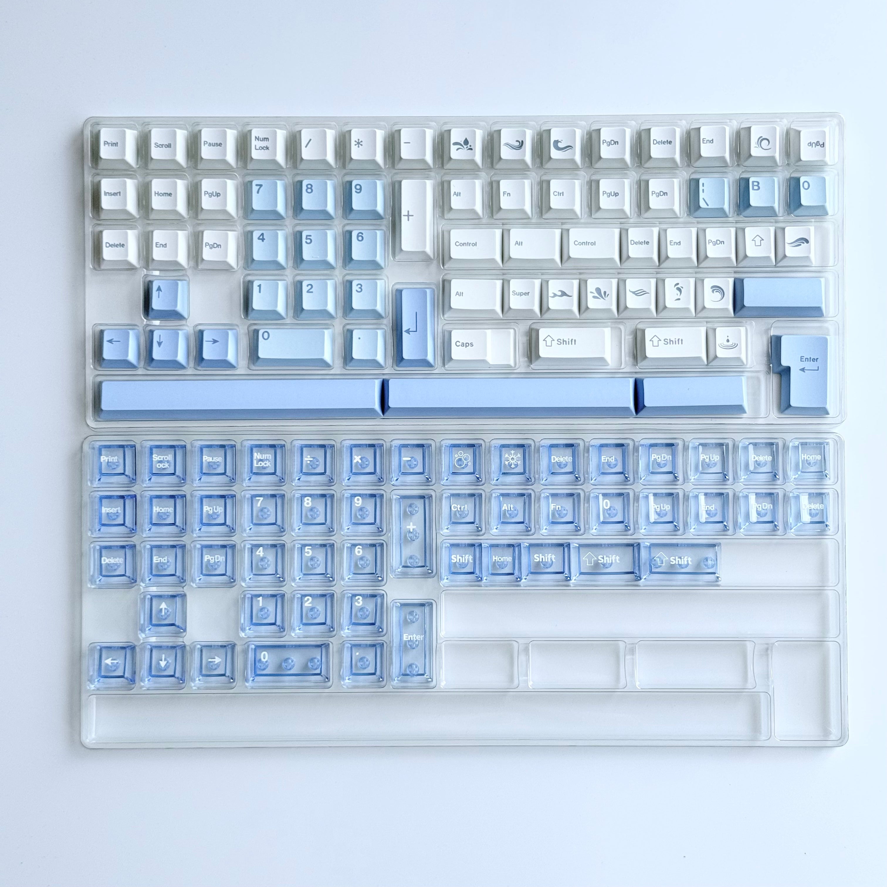 Two sets of color-matching keycap combinations