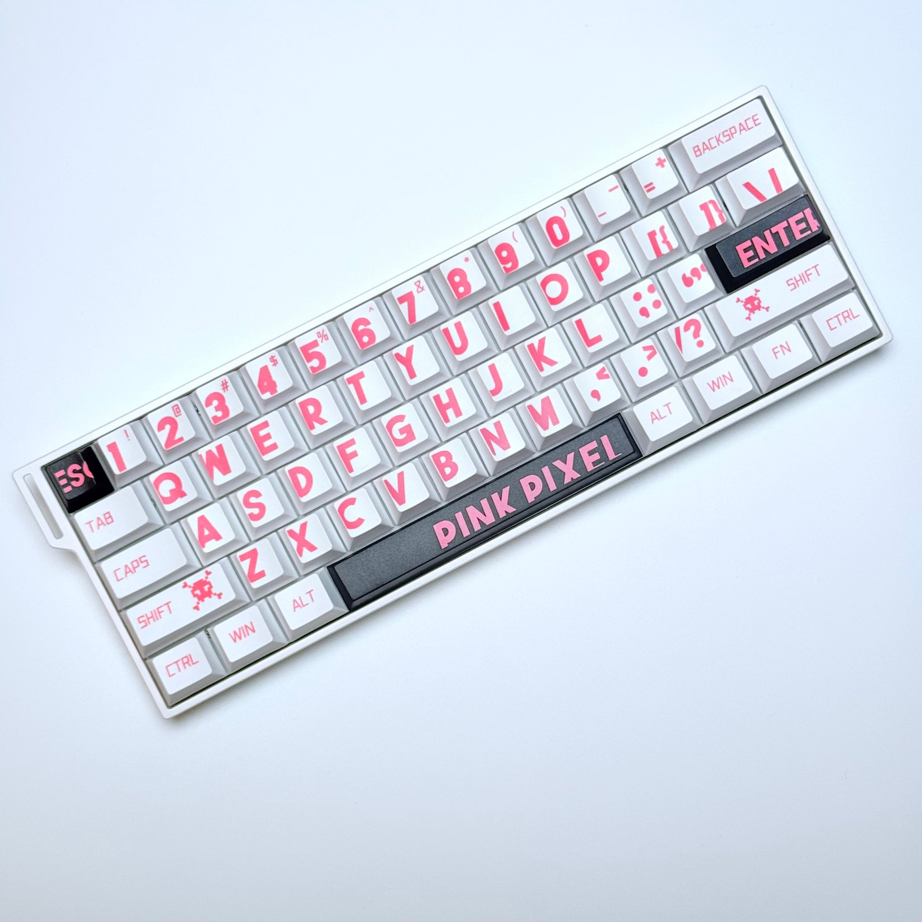 Pink and white large letter keycaps