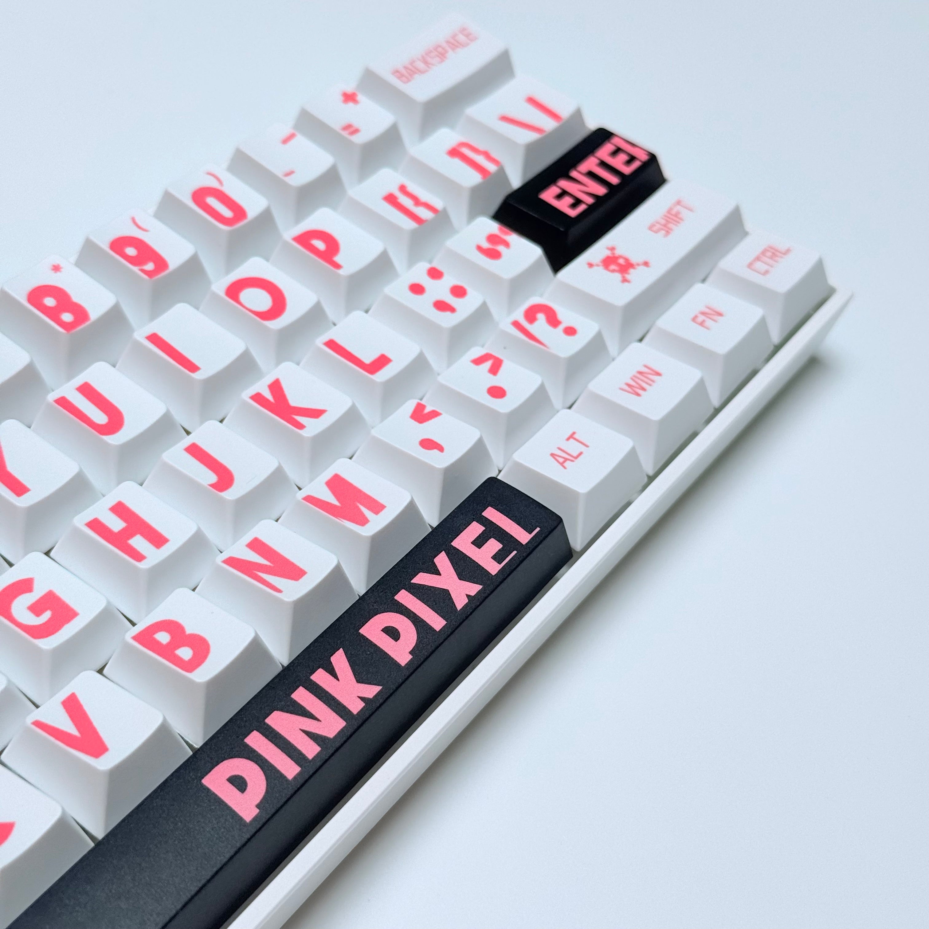 Pink and white large letter keycaps