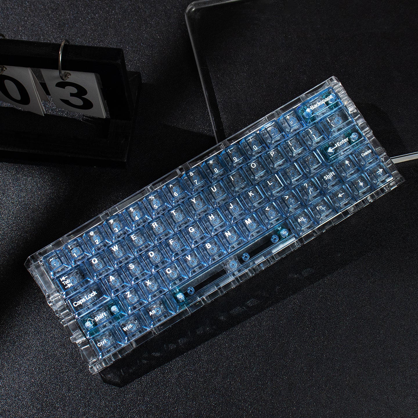 Light blue transparent keycaps