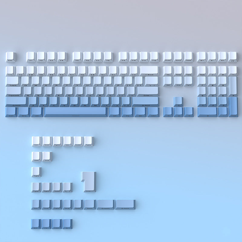 Blue and white gradient side engraved keycaps