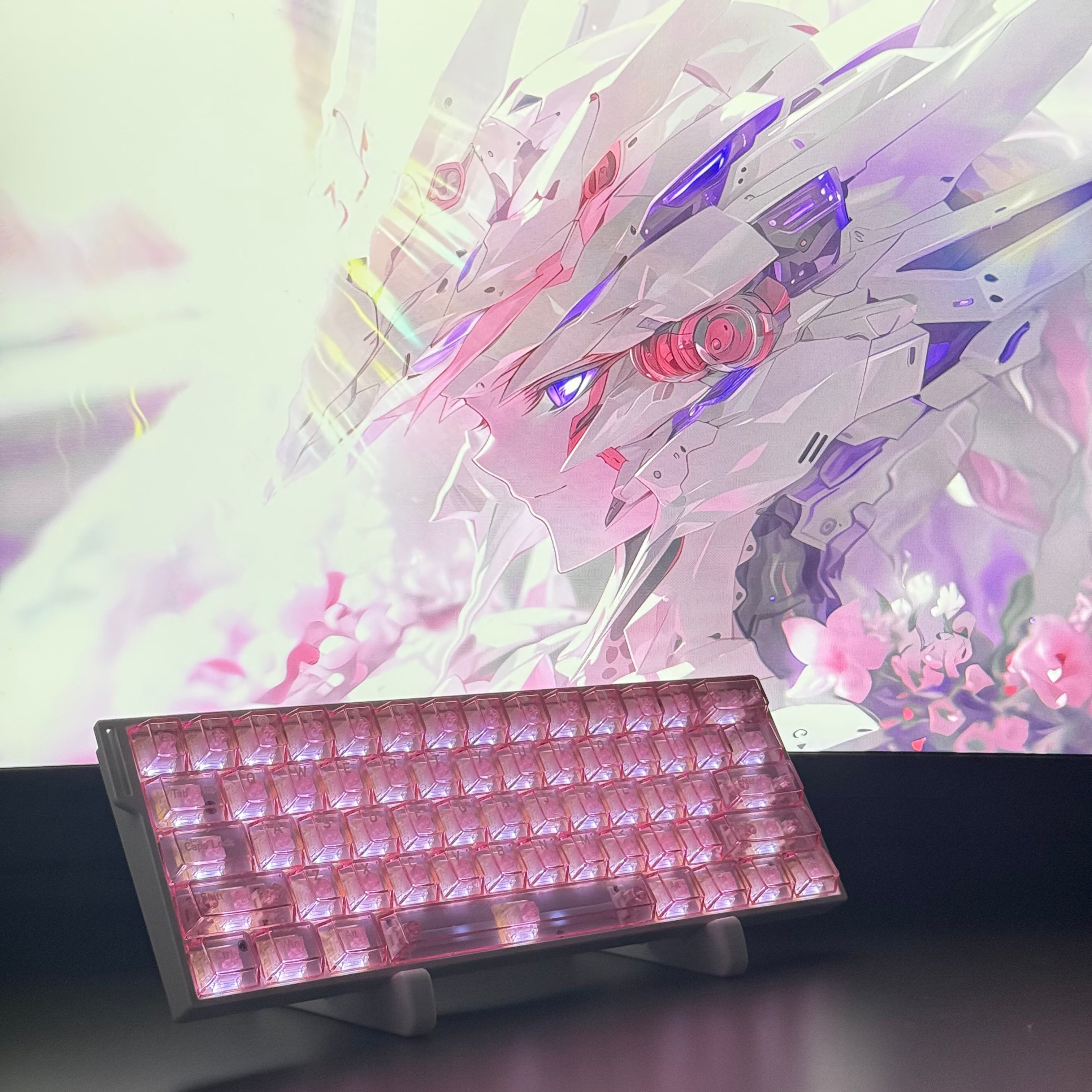 Pink transparent keycaps